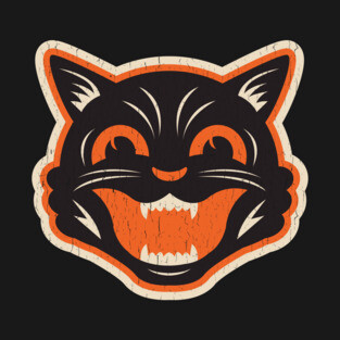 Vintage Halloween Black Cat - Distressed