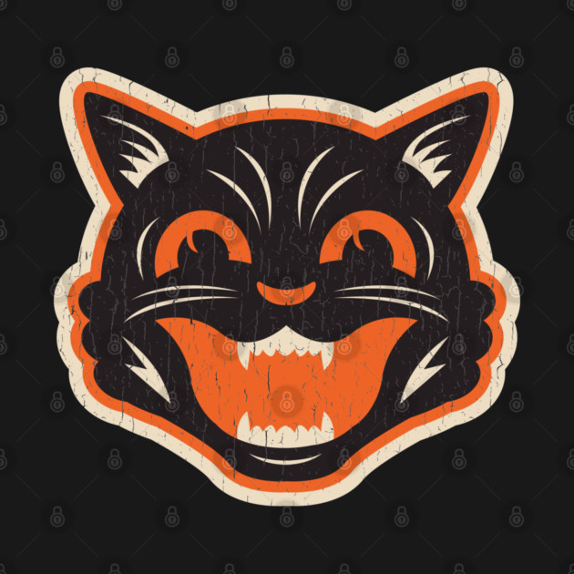 Vintage Halloween Black Cat - Distressed by Kappacino Creations