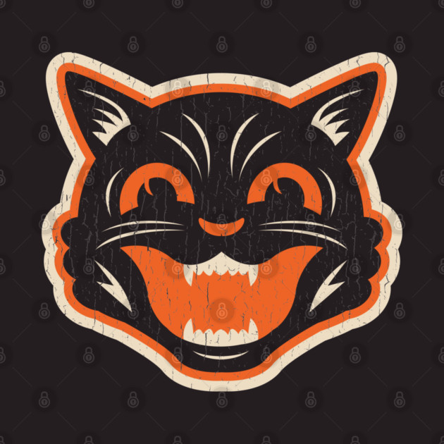 Vintage Halloween Black Cat - Distressed by Kappacino Creations