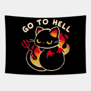 Go to hell cat Tapestry