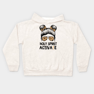 Holy Spirit Activate Leopard Messy Bun Girl Kids Hoodie