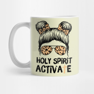 Holy Spirit Activate Leopard Messy Bun Girl Mug