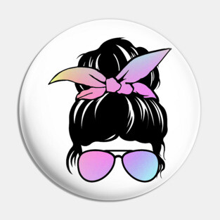 Messy Bun with Gradient Bow and Sunglasses Pin