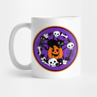 Halloween Cat and Pumpkin Pentacle Wreath Cheeky Witch® Mug