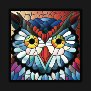 Stained Glass Style Owl Face T-Shirt