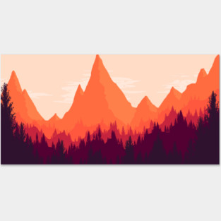 Warm Mountainous Sunset Posters and Art