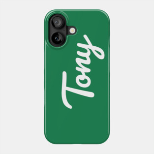 Tony Cursive Script Typography White Text Phone Case