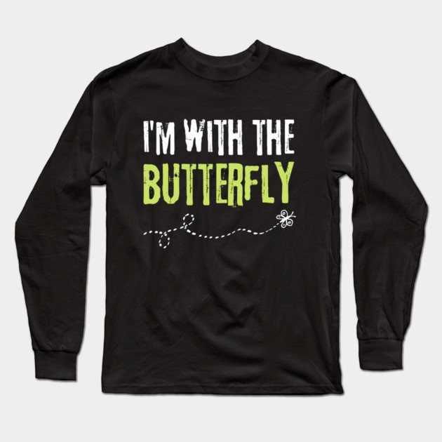 I'm With The Butterfly Halloween Matching Couple Long Sleeve T-Shirt by The WYLD Tribe
