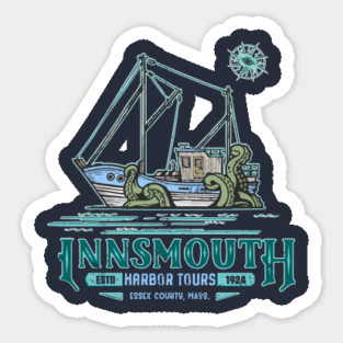 Innsmouth Harbor Tours Lovecraft Cthulhu Mythos Horror Tee Sticker