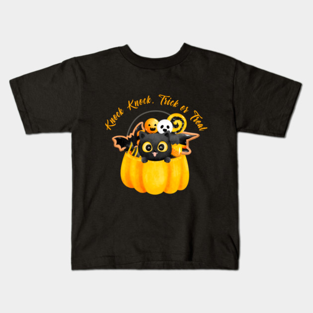 knock knock, trick or treat Kids T-Shirt by Prinyos
