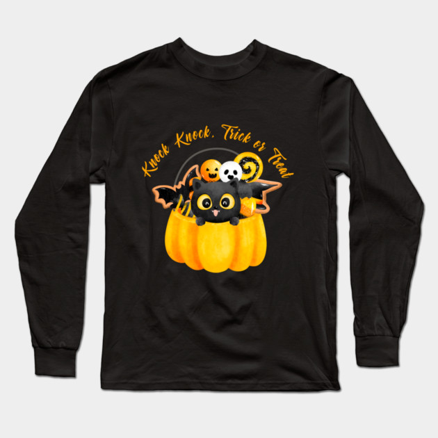 knock knock, trick or treat Long Sleeve T-Shirt by Prinyos