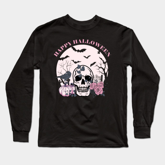Halloween and Skull Long Sleeve T-Shirt by Prinyos