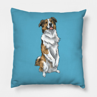English Shepherd | Sable and White | Cute Dog Art Pillow