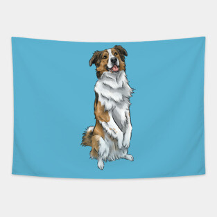 English Shepherd | Sable and White | Cute Dog Art Tapestry