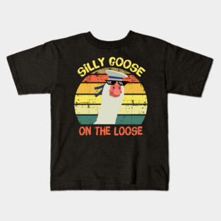Retro Silly Goose On The Loose Kids T-Shirt