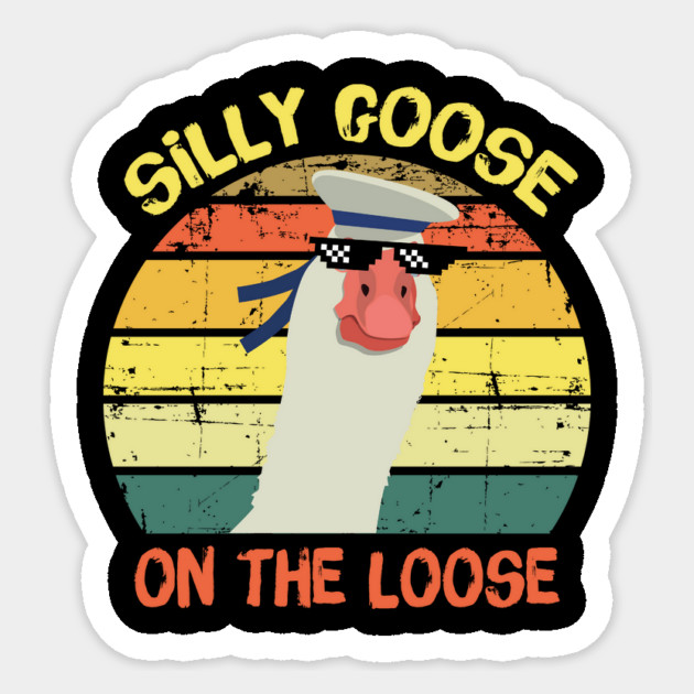 Retro Silly Goose On The Loose Sticker by teewyld