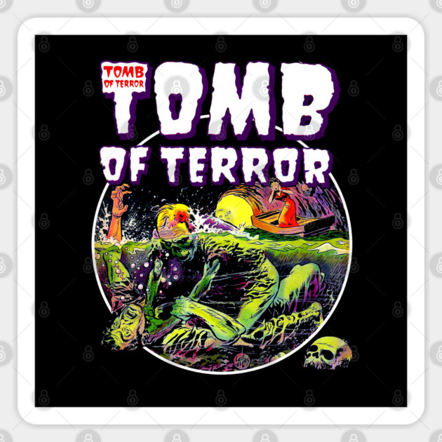 Tomb Of Terror Comic book scary zombie horror undead Vintage Design Sticker by Joaddo