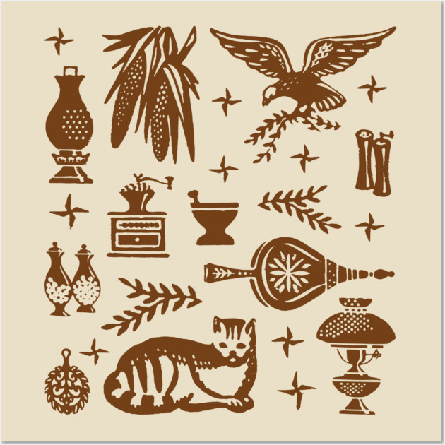 Vintage Pyrex Pattern Early American Cat (Brown) Pyrex