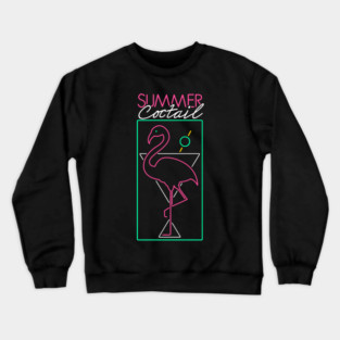 neon flamingo martini sign Crewneck Sweatshirt