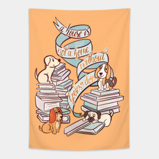 BOOKS AND DOGS Tapestry
