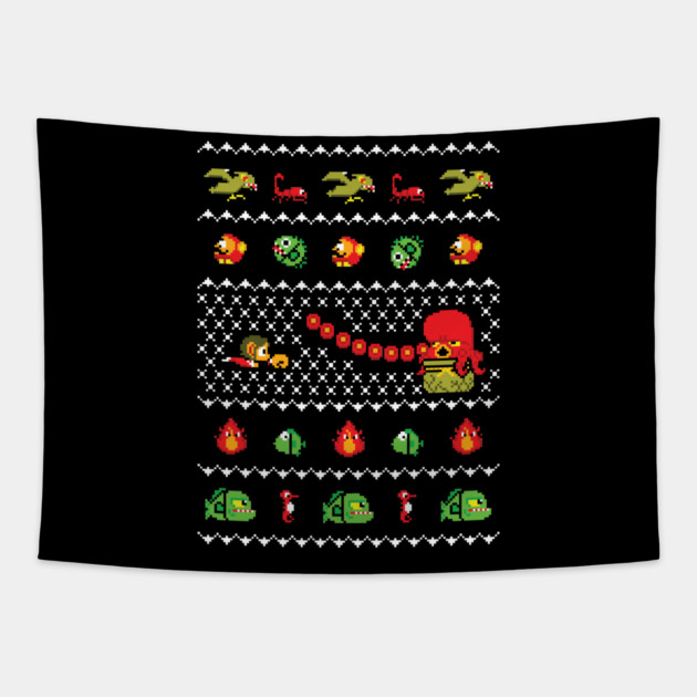 Ugly Christmas Sweater Alex Kidd Tapestry by RetroReview