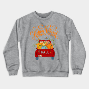 Happy Harvest Fall Season Pumpkin Truck Crewneck Sweatshirt