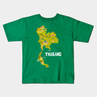 Thailand Illustrated Map Kids T-Shirt