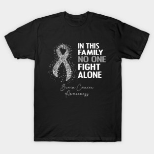 In This Family Nobody Fights Alone Team Brain Cancer Warrior Support Brain Cancer Warrior Gifts T-Shirt