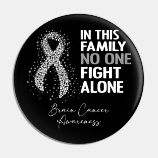 In This Family Nobody Fights Alone Team Brain Cancer Warrior Support Brain Cancer Warrior Gifts Pin