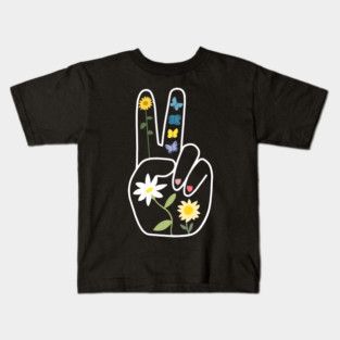 Peace Sign Flowers Kids T-Shirt