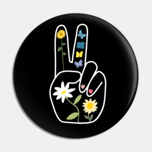 Peace Sign Flowers Pin