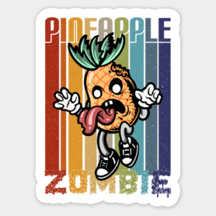 Retro Zombie Pineapple Halloween Sticker