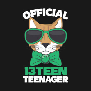 Official Thirteen 13 Teenager Cool Cat T-Shirt