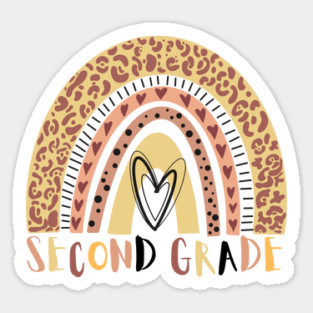 Second Grade Leopard Pint Rainbow Magnet