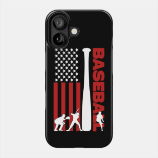 USA Flag Baseball Player Silhouette Phone Case