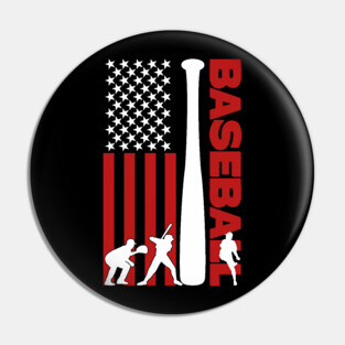 USA Flag Baseball Player Silhouette Pin
