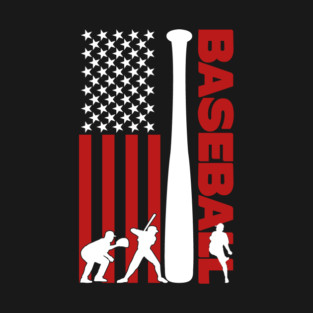 USA Flag Baseball Player Silhouette T-Shirt