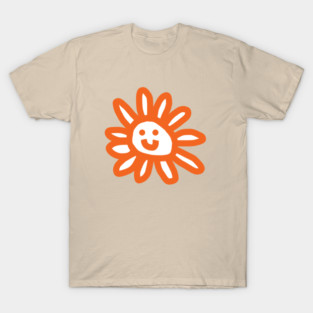 Orange Daisy Flower With Smiley Face T-Shirt