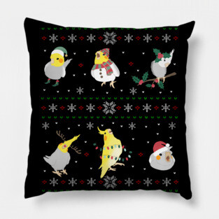 cockatiel ugly christmas Pillow
