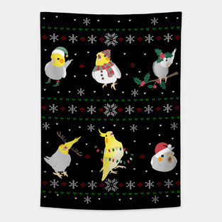 cockatiel ugly christmas Tapestry