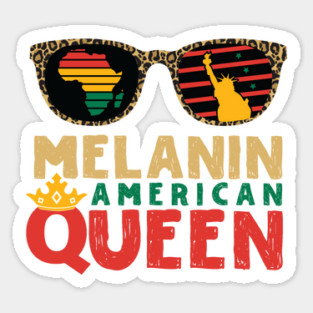 Melanin American Queen Sticker