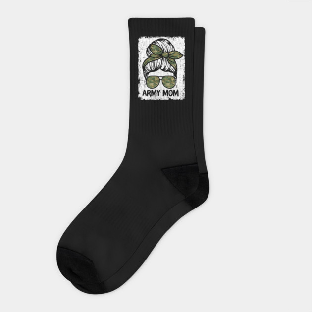 Army Mom Messy Bun Socks by The WYLD Tribe
