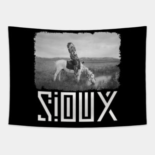Sioux Indian On Horse Native American Indian Pride Tapestry