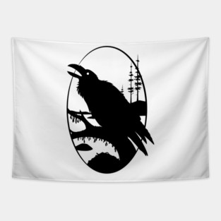 Raven Silhouette IV Tapestry