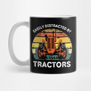 Retro Easily Distracted By Tractors Mug