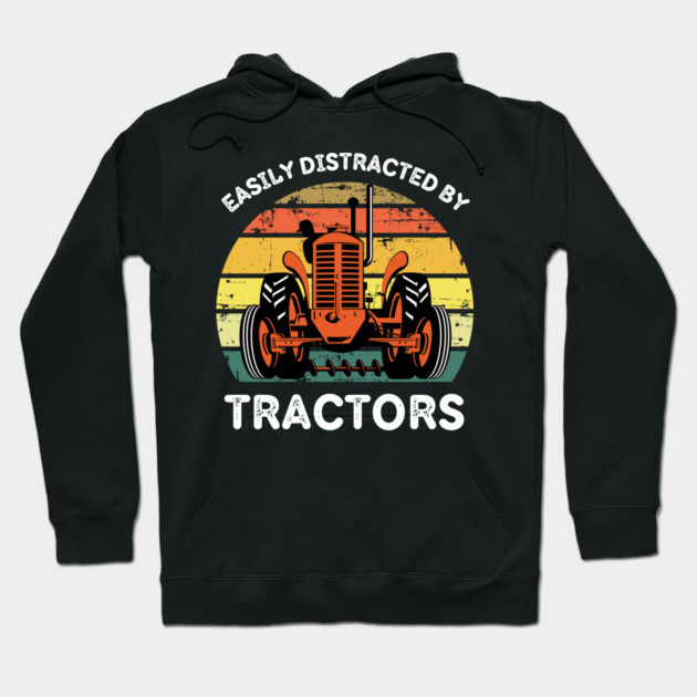 Retro Easily Distracted By Tractors Hoodie by The WYLD Tribe