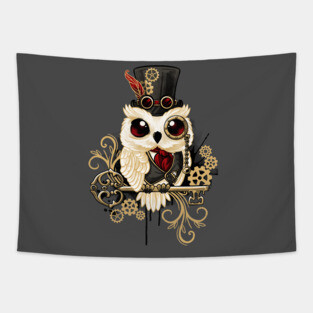 Steampunk owl Tapestry