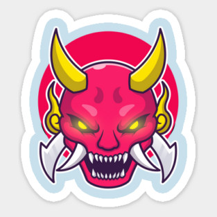 Oni Mask Demon Cartoon Sticker