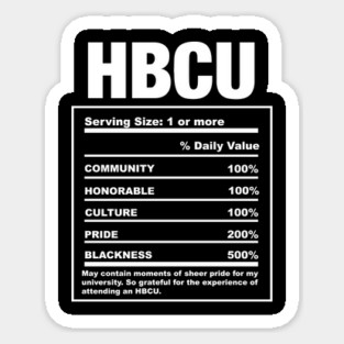 HBCU Nutrition Facts Funny Sticker