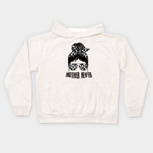 Mother Heifer Cow Mom Life Messy Bun Kids Hoodie